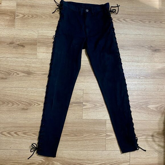 Vintage 1980's, Lip Service LA, Black, Side Lace Rocker Jeans, size 28 - Picture 2 of 12